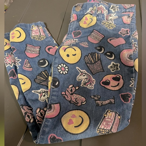 Kids fun emoji jeans Sz 8 - Picture 1 of 5